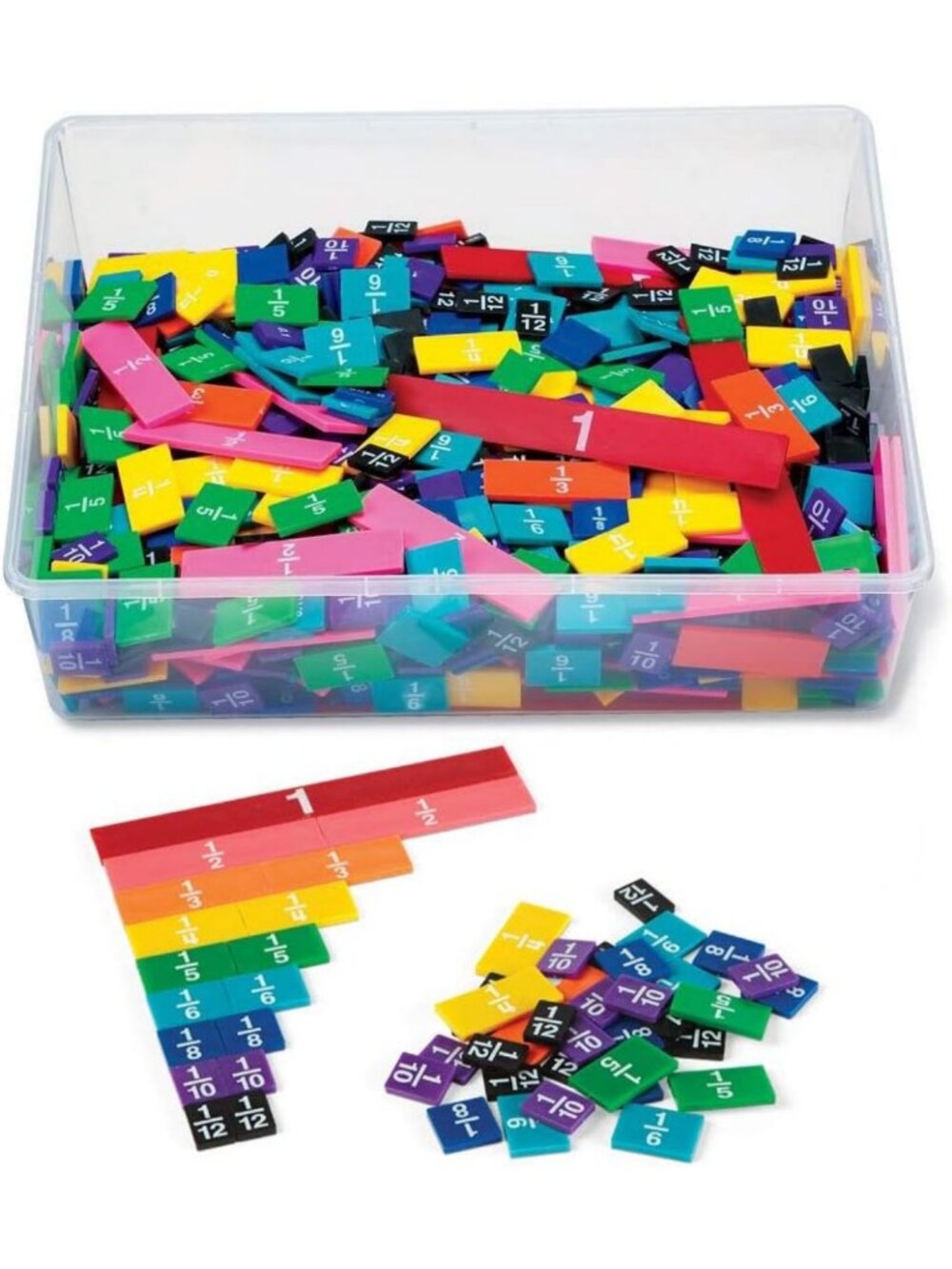 Colorful Plastic Rainbow Fraction Tiles - Montessori Math Manipulatives, 15 Sets